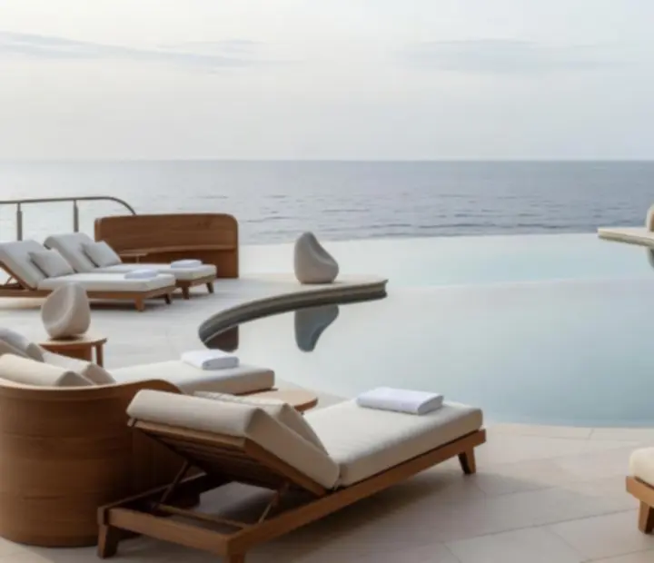 Ocean-facing luxury infinity pool and spa loungers
