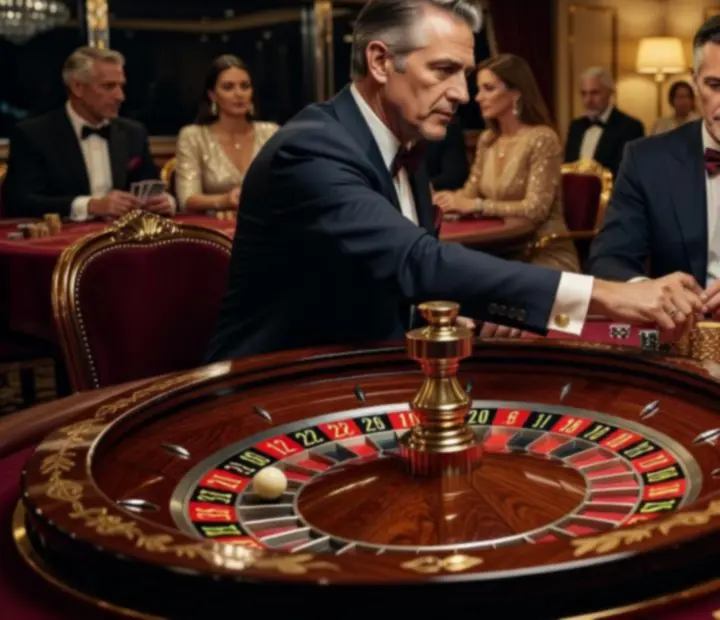 Roulette and blackjack tables inside a luxury cruise ship casino